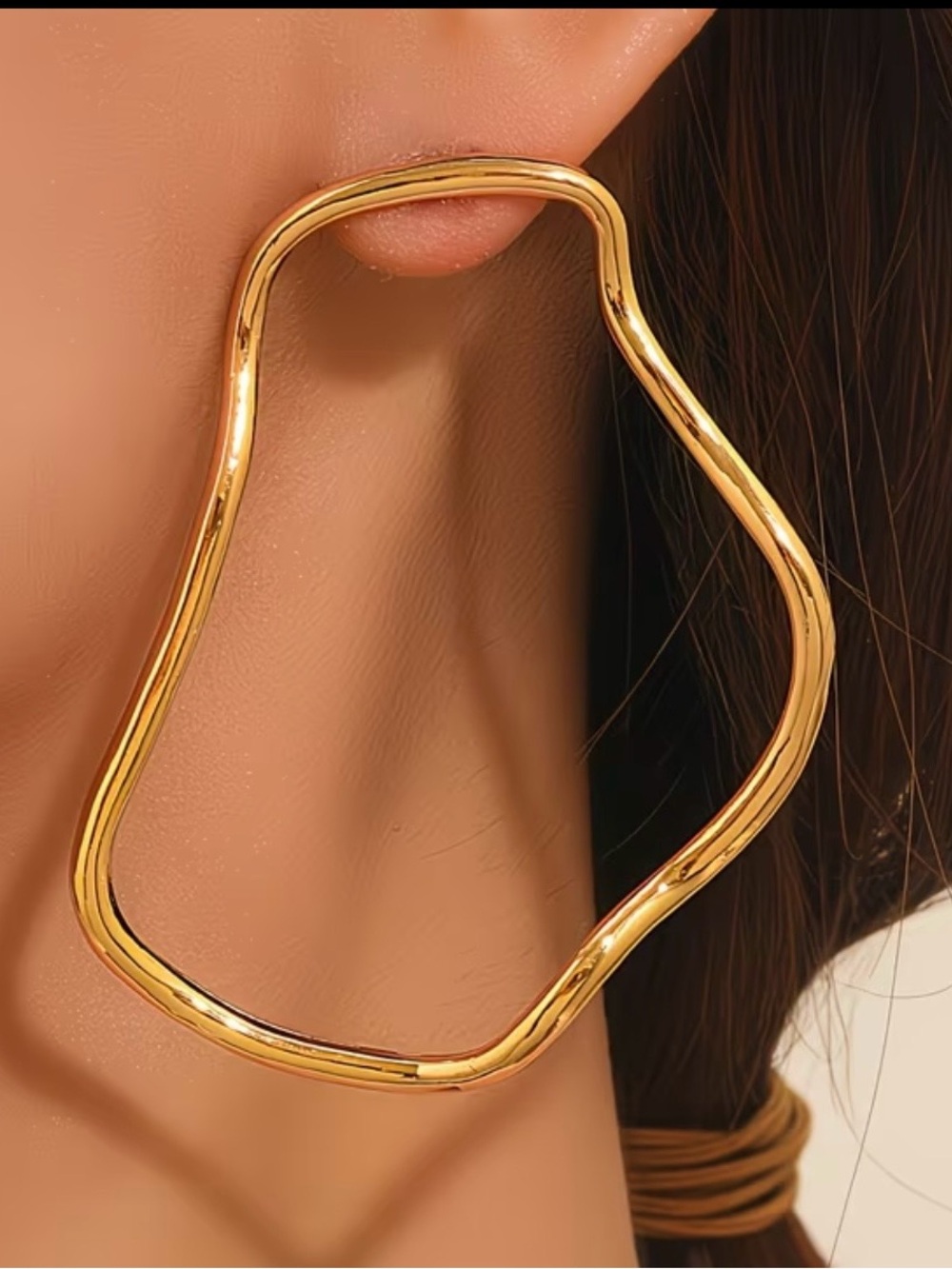 Gold Abstract Shaped Hoop Earrings